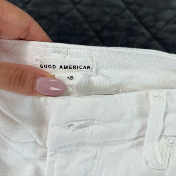 Good American Jeans Women 16 Good Straight White No Button Raw Hem CL - Picture 3 of 9